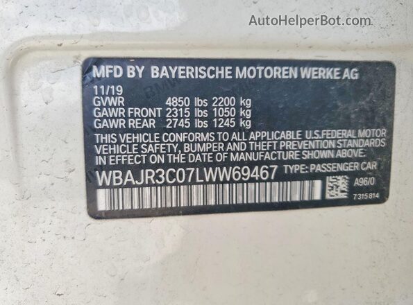 WBAJR3C07LWW69467 2020 BMW OTHER White Widok komory silnika