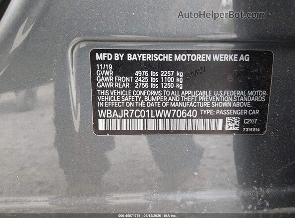 WBAJR7C01LWW70640 2020 BMW OTHER Light Blue Вид подкапотного пространства