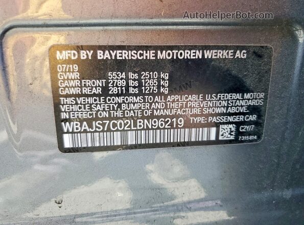 WBAJS7C02LBN96219 2020 BMW M5 Blue Շարժիչի բաժամունքի տեսք