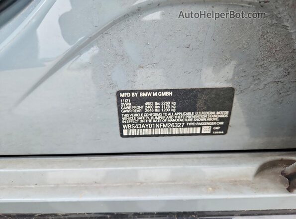 WBS43AY01NFM26327 2022 BMW M3 Gray ძრავის განყოფილების ხედი