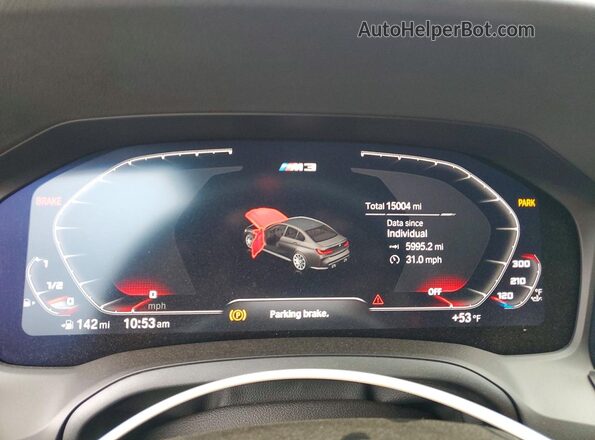 WBS43AY02NFL77882 2022 BMW M3 Gray ხელსაწყოთა პანელის ხედი
