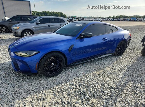 WBS43AZ03PCM23318 2023 BMW M4 Blue წინა მარცხენა ხედი სამი მეოთხედიდან