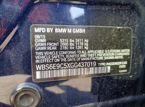 WBS6E9C5XGG437019 2016 BMW M6 Blue Vista del compartimento del motor