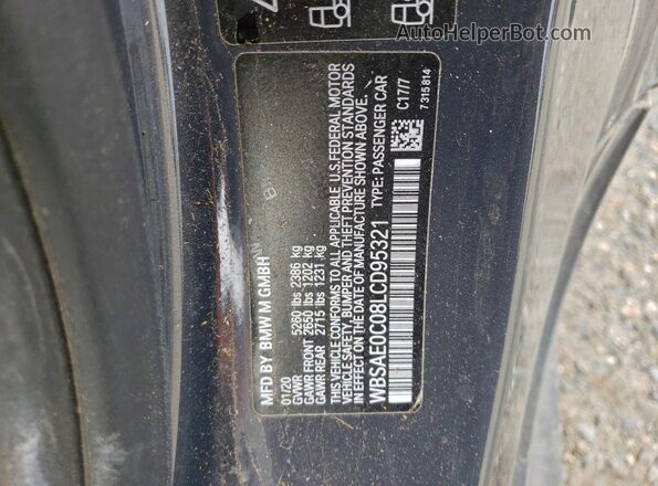 WBSAE0C08LCD95321 2020 BMW M8 Gray Widok naklejki z numerem VIN