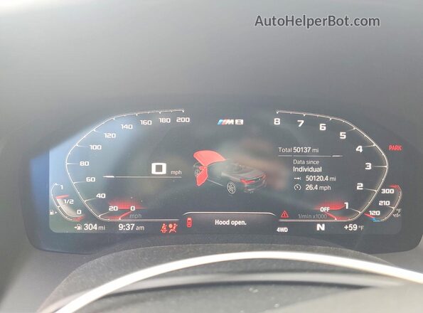 WBSDZ0C04LCD34159 2020 BMW M8 Gray Widok zestawu wskaźników