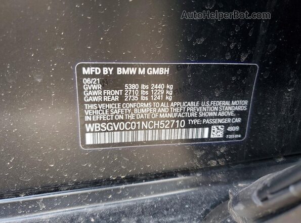 WBSGV0C01NCH52710 2022 BMW M8 Black Շարժիչի բաժամունքի տեսք