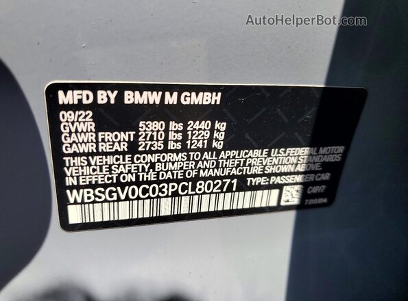 WBSGV0C03PCL80271 2023 BMW M8 Gray Շարժիչի բաժամունքի տեսք