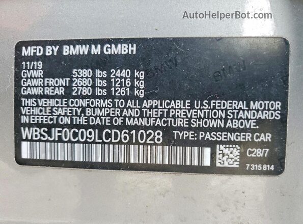WBSJF0C09LCD61028 2020 BMW M5 Серый Вид подкапотного пространства