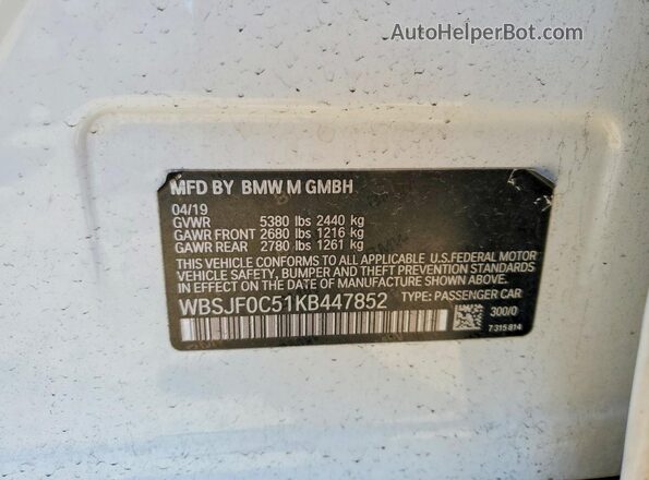 WBSJF0C51KB447852 2019 BMW M5 Белый Вид подкапотного пространства