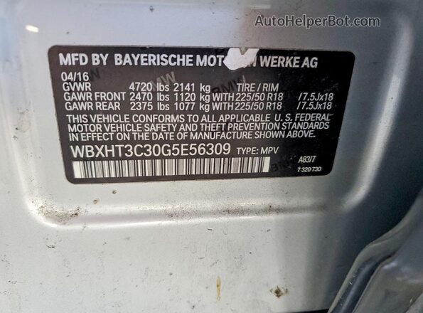 WBXHT3C30G5E56309 2016 BMW X1 Silver Widok komory silnika