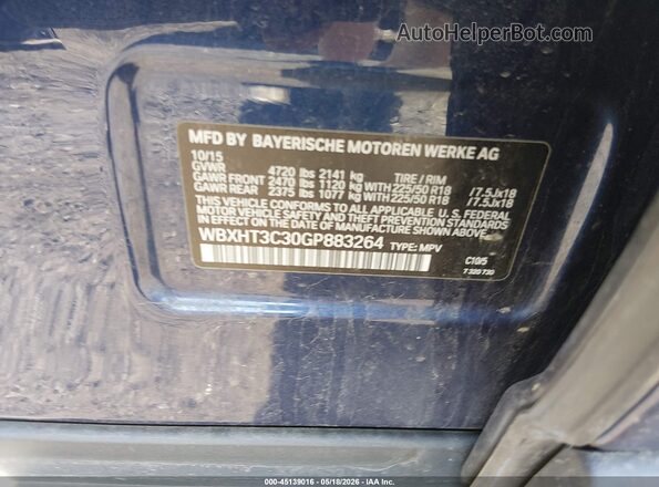 WBXHT3C30GP883264 2016 BMW X1 Blue Вид підкапотного простору