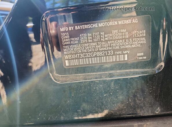 WBXHT3C32GP882133 2016 BMW X1 Black Вид наклейки з VIN-кодом