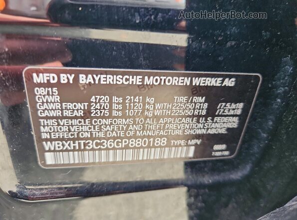WBXHT3C36GP880188 2016 BMW X1 Black Widok komory silnika