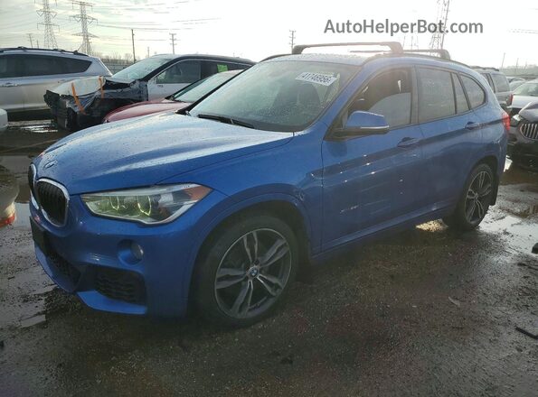 WBXHT3C36J5L25194 2018 BMW X1 Синий Передняя левая четверть