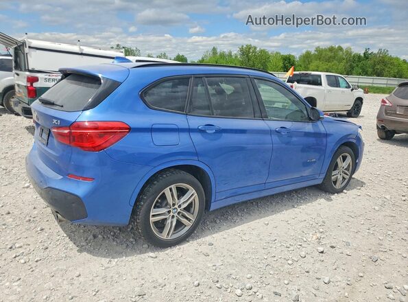 WBXHT3C38H5F77378 2017 BMW X1 Синий Задняя правая четверть
