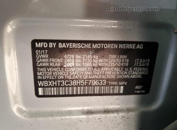 WBXHT3C38H5F79633 2017 BMW X1 Silver 360 interior view