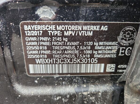WBXHT3C3XJ5K30105 2018 BMW X1 Черный Вид подкапотного пространства
