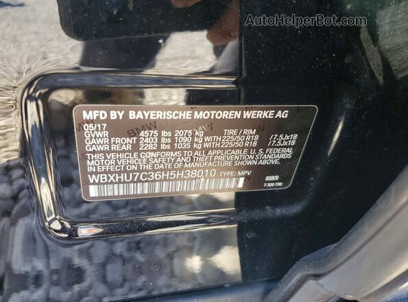 WBXHU7C36H5H38010 2017 BMW X1 Черный Панорамный вид салона 360°