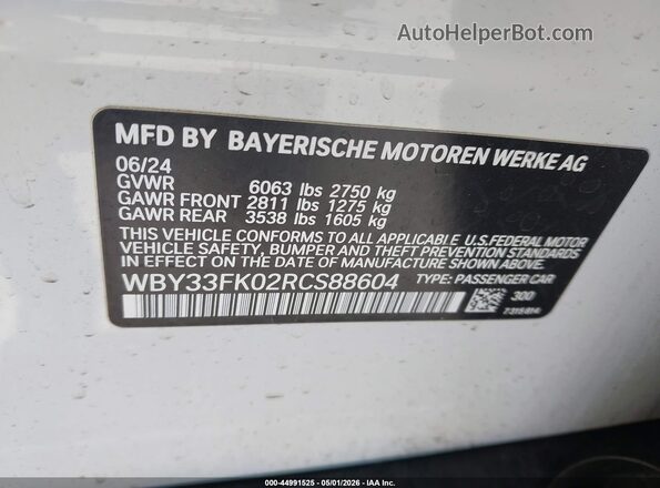 WBY33FK02RCS88604 2024 BMW OTHER Белый Вид подкапотного пространства