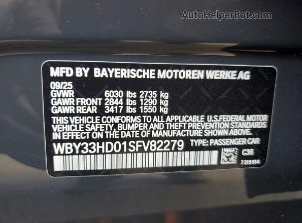WBY33HD01SFV82279 2025 BMW I4 Gray Vista del compartimento del motor