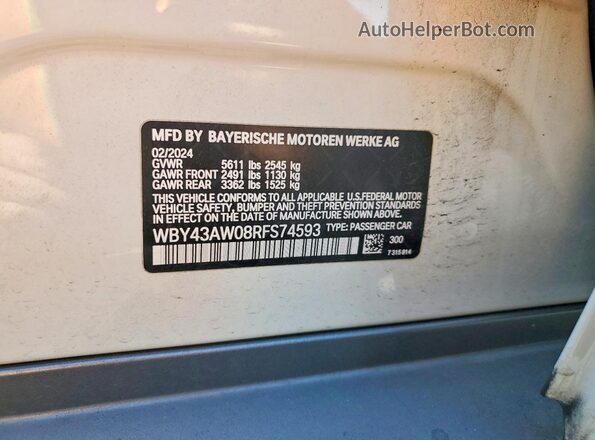 WBY43AW08RFS74593 2024 BMW I4 White Vista del compartimento del motor