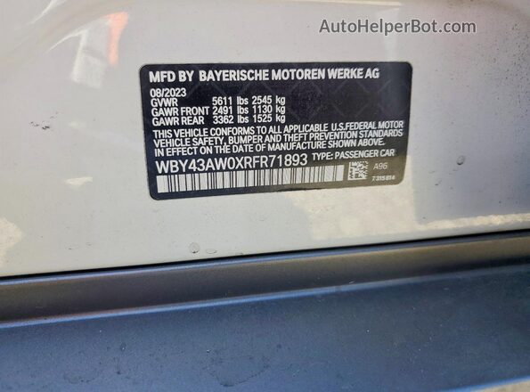 WBY43AW0XRFR71893 2024 BMW I4 White Вид наклейки з VIN-кодом