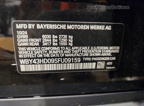 WBY43HD09SFU09159 2025 BMW I4 Черный Вид наклейки с VIN-кодом