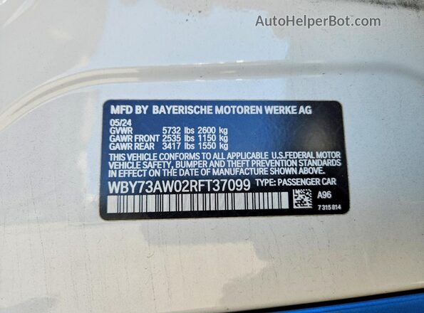 WBY73AW02RFT37099 2024 BMW I4 White Vista del compartimento del motor