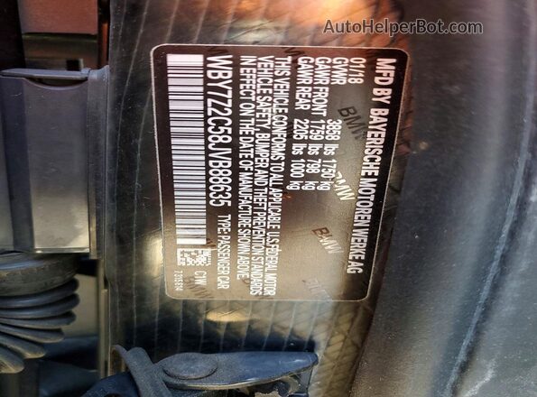 WBY7Z2C58JVB88635 2018 BMW I3 Black Vista del compartimento del motor