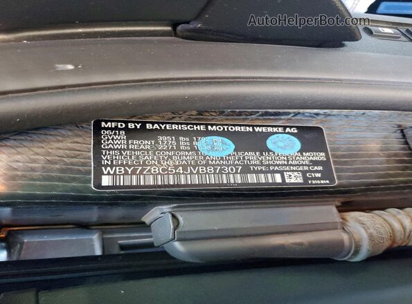 WBY7Z8C54JVB87307 2018 BMW I3 Black Widok komory silnika