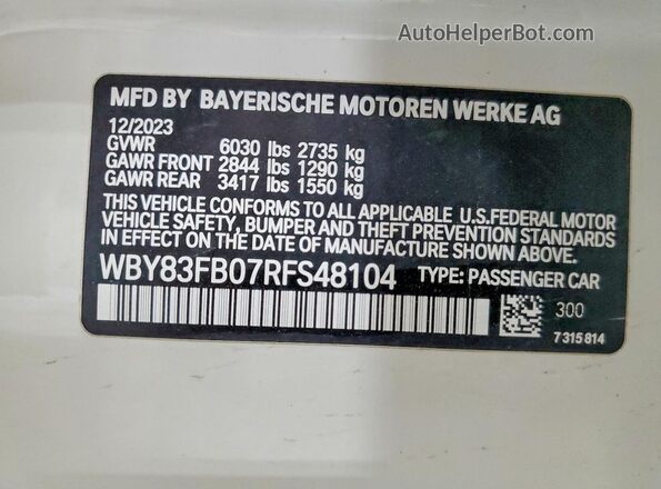 WBY83FB07RFS48104 2024 BMW I4 White Vista del compartimento del motor
