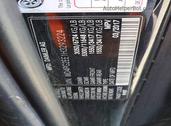 WD4PG2EE1H3293224 2017 MERCEDES-BENZ METRIS Черный Вид наклейки с VIN-кодом