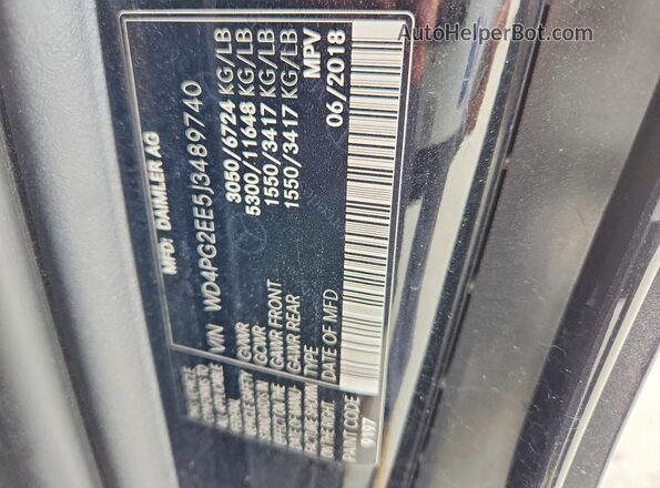 WD4PG2EE5J3489740 2018 MERCEDES-BENZ METRIS Черный Вид наклейки с VIN-кодом