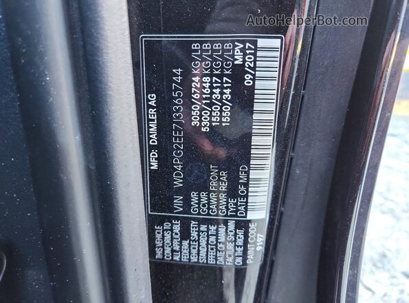 WD4PG2EE7J3365744 2018 MERCEDES-BENZ METRIS Black Вид наклейки з VIN-кодом