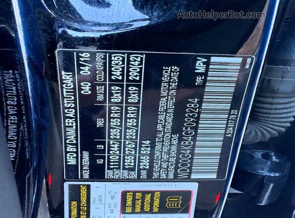 WDC0G4KB4GF093284 2016 MERCEDES-BENZ GLC-CLASS Black Вид наклейки з VIN-кодом
