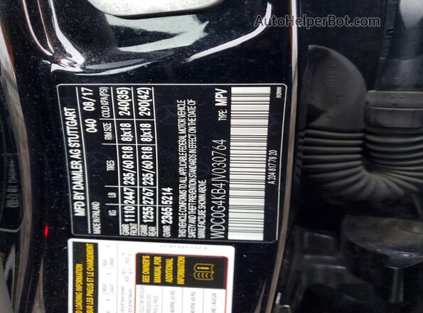 WDC0G4KB4JV030764 2018 MERCEDES-BENZ GLC-CLASS Black VIN sticker view
