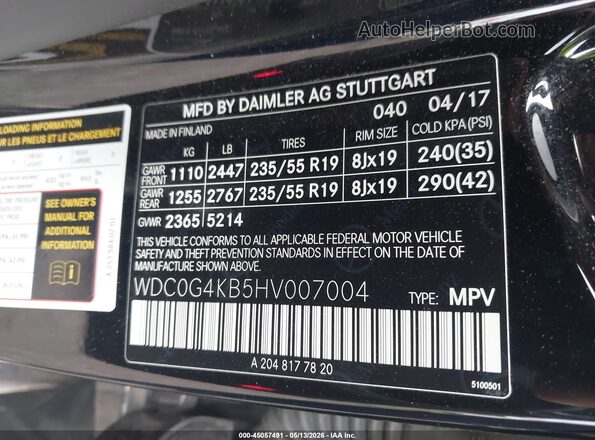 WDC0G4KB5HV007004 2017 MERCEDES-BENZ GLC 300 Black Вид підкапотного простору