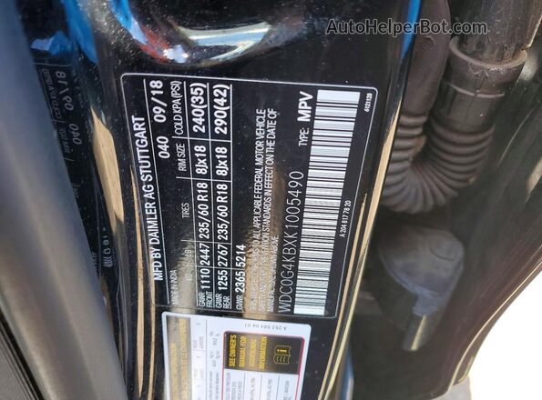 WDC0G4KBXK1005490 2019 MERCEDES-BENZ GLC-CLASS Black VIN sticker view