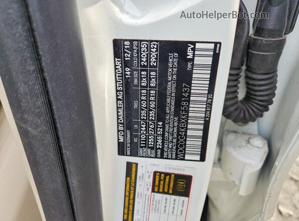 WDC0G4KBXKF581437 2019 MERCEDES-BENZ GLC-CLASS Белый Вид наклейки с VIN-кодом