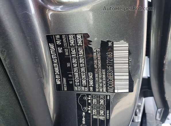 WDC0G6EB3HF172163 2017 MERCEDES-BENZ GLC-CLASS Серый Вид наклейки с VIN-кодом