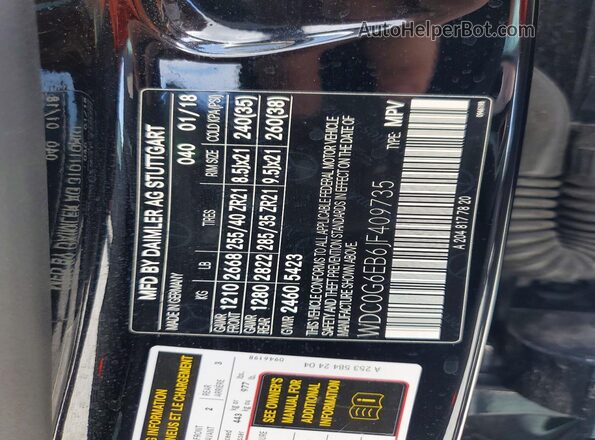 WDC0G6EB6JF409735 2018 MERCEDES-BENZ GLC-CLASS Black Widok naklejki z numerem VIN