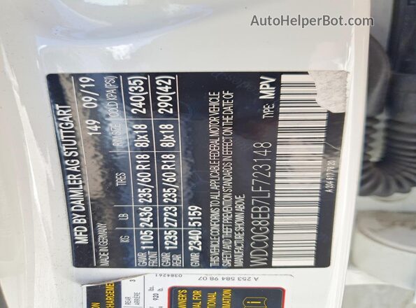 WDC0G8EB7LF723148 2020 MERCEDES-BENZ GLC-CLASS White 360 interior view