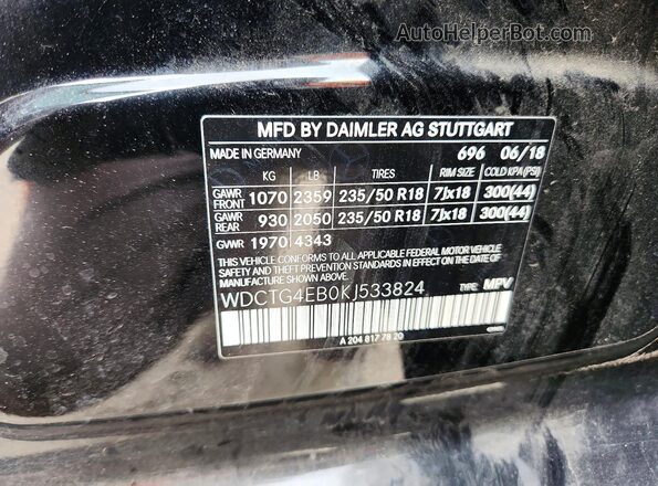 WDCTG4EB0KJ533824 2019 MERCEDES-BENZ GLA Black Вид підкапотного простору