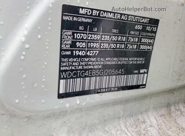 WDCTG4EB5GJ205645 2016 MERCEDES-BENZ GLA Белый Вид подкапотного пространства