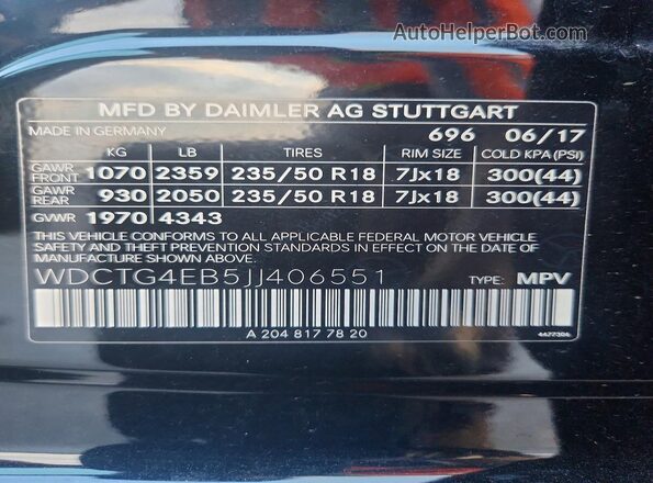 WDCTG4EB5JJ406551 2018 MERCEDES-BENZ GLA Черный Вид подкапотного пространства