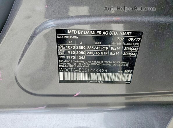 WDCTG4EB5JJ444426 2018 MERCEDES-BENZ GLA Gray Вид підкапотного простору