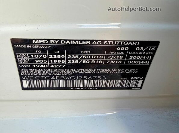 WDCTG4EBXGJ256753 2016 MERCEDES-BENZ GLA White Вид задніх сидінь