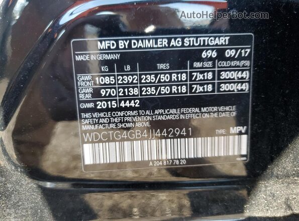 WDCTG4GB4JJ442941 2018 MERCEDES-BENZ GLA Черный Вид подкапотного пространства