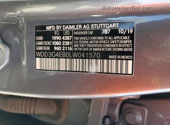 WDD3G4EB0LW041570 2020 MERCEDES-BENZ A Серый Вид подкапотного пространства