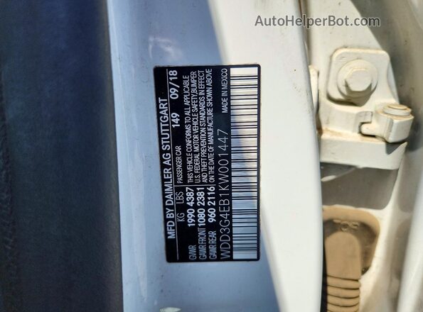 WDD3G4EB1KW001447 2019 MERCEDES-BENZ A Белый Вид подкапотного пространства